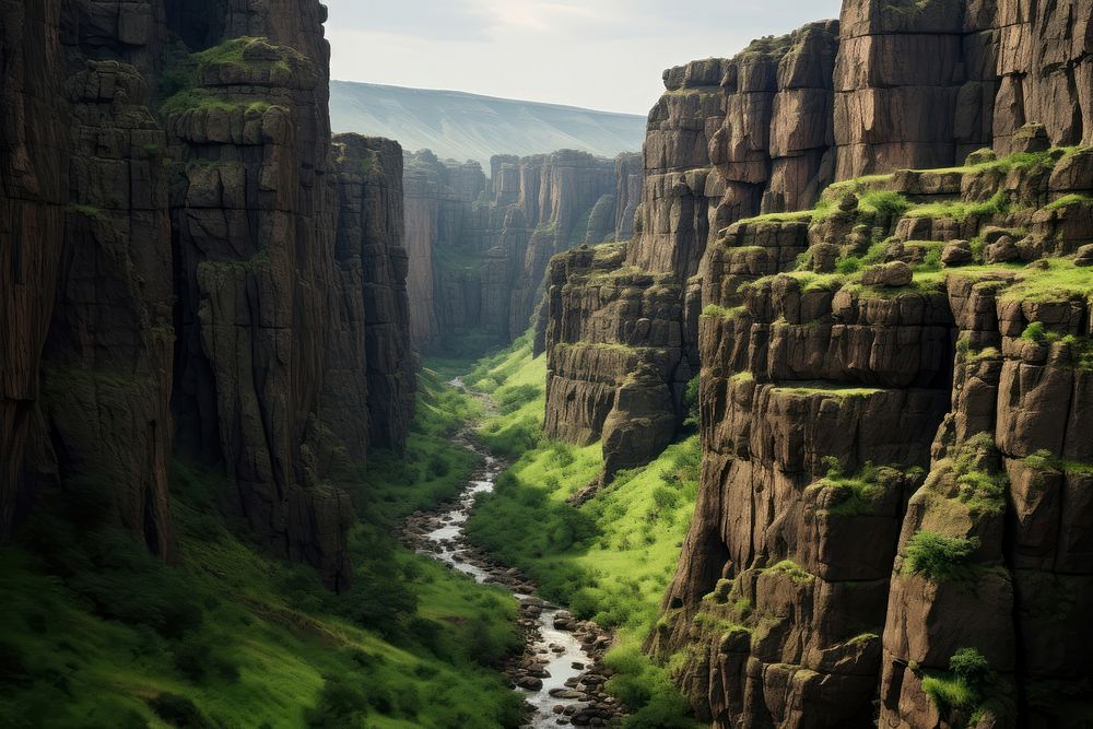 African gorge nature wilderness landscape. AI generated Image by rawpixel.