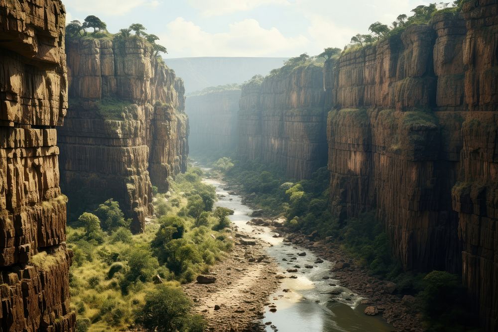 African gorge nature wilderness landscape. AI generated Image by rawpixel.