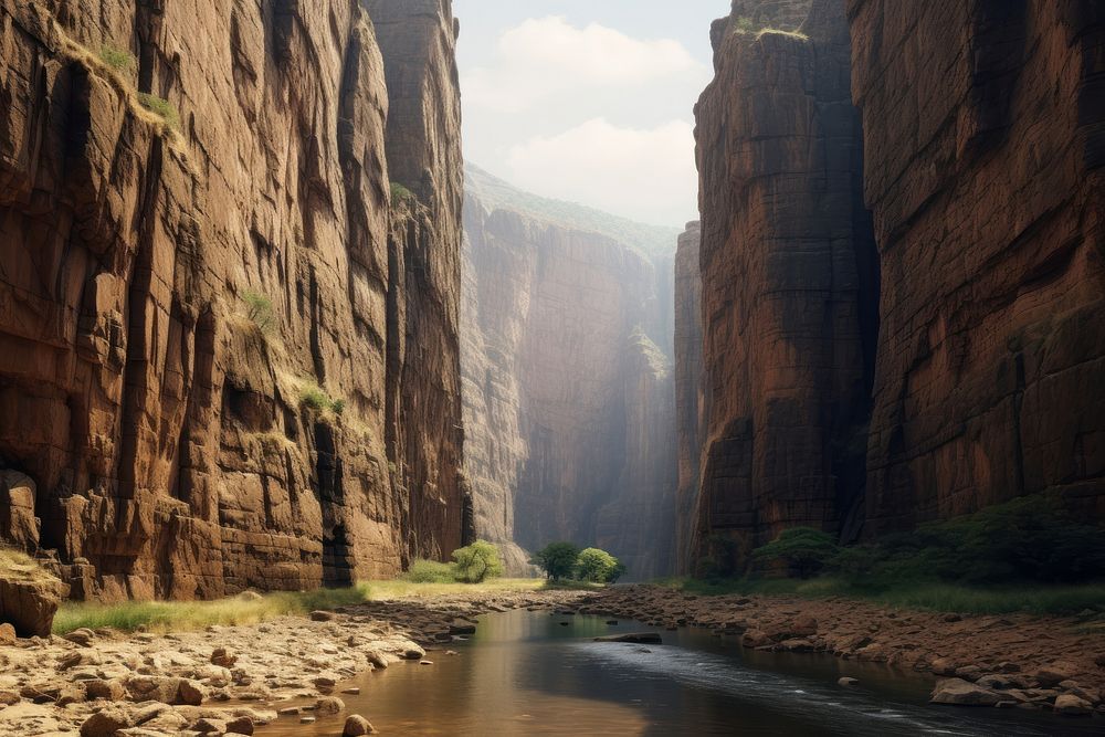 African gorge nature landscape mountain. AI generated Image by rawpixel.