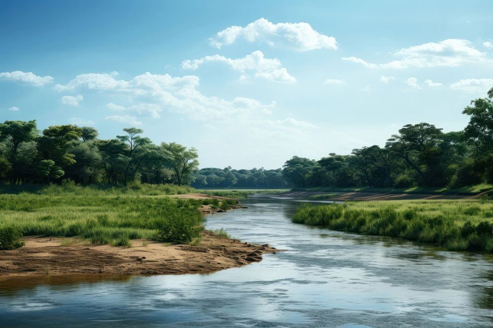 African river nature landscape outdoors. AI generated Image by rawpixel.