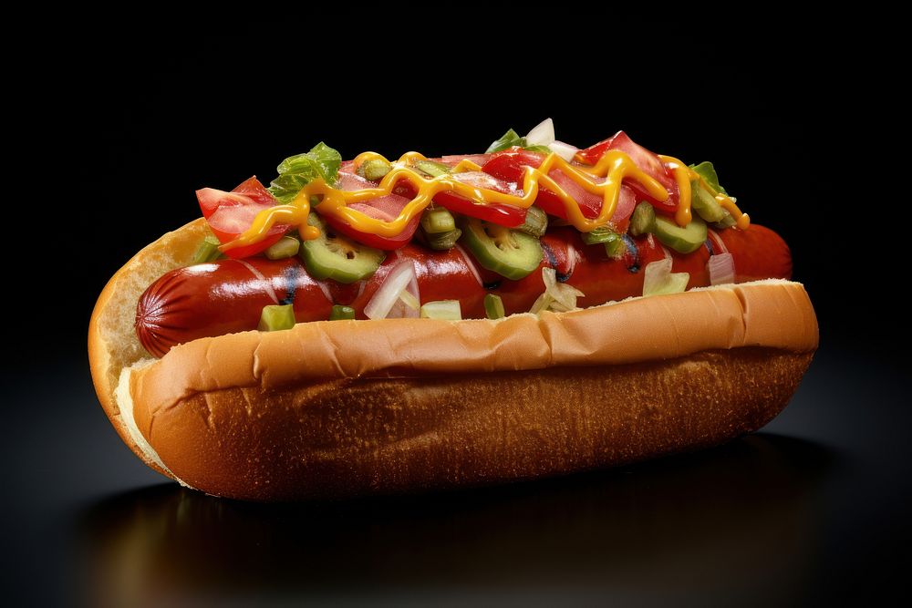 Hotdog ketchup food vegetable. AI generated Image by rawpixel.