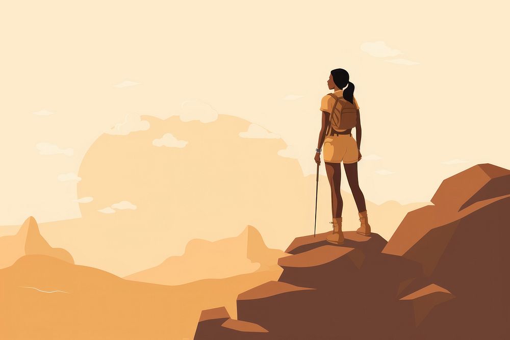 Woman hiking outdoors nature adult. AI generated Image by rawpixel.