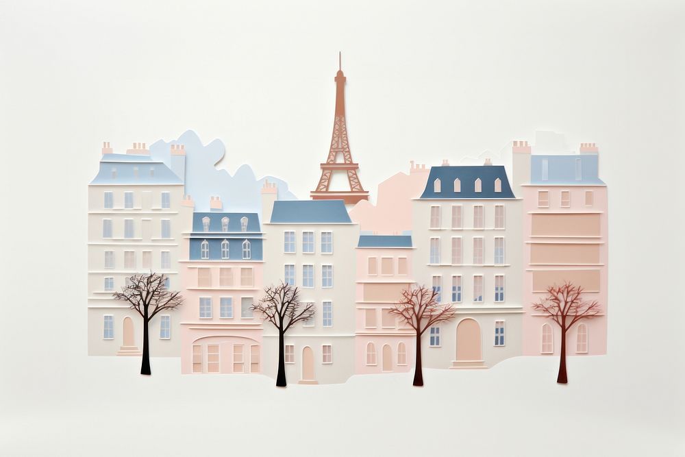 Paris architecture building drawing. AI generated Image by rawpixel.