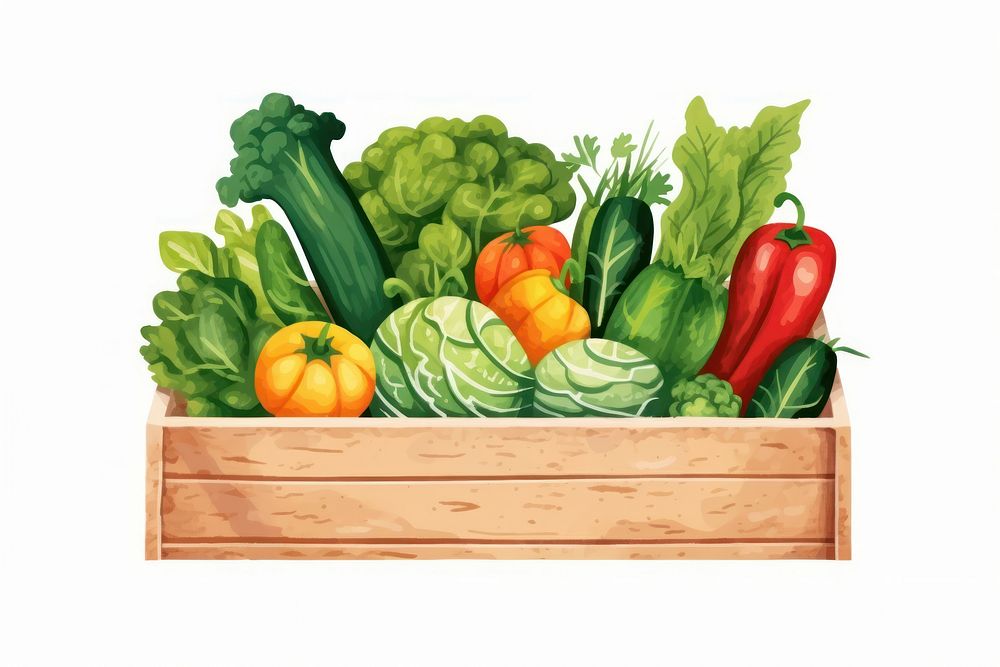 Box vegetable food white background. AI generated Image by rawpixel.