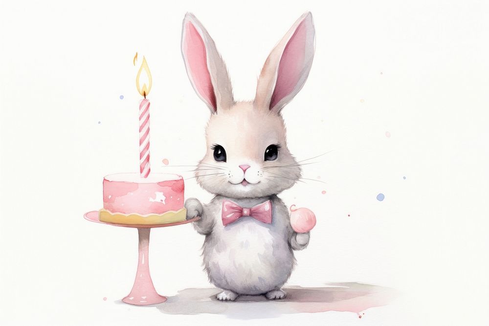 Rabbit cake birthday dessert. AI generated Image by rawpixel.