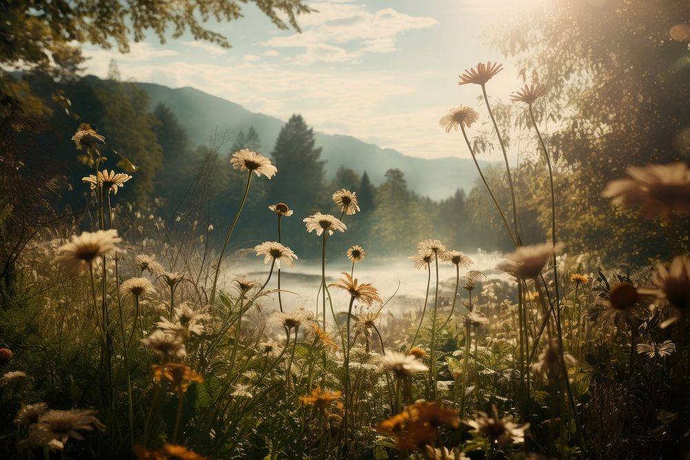 Meadow wilderness landscape sunlight. AI generated Image by rawpixel.