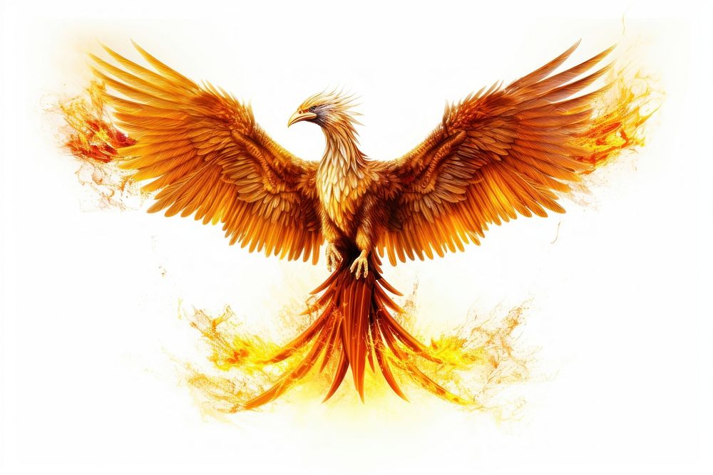 Phoenix bird white background creativity. AI generated Image by rawpixel.
