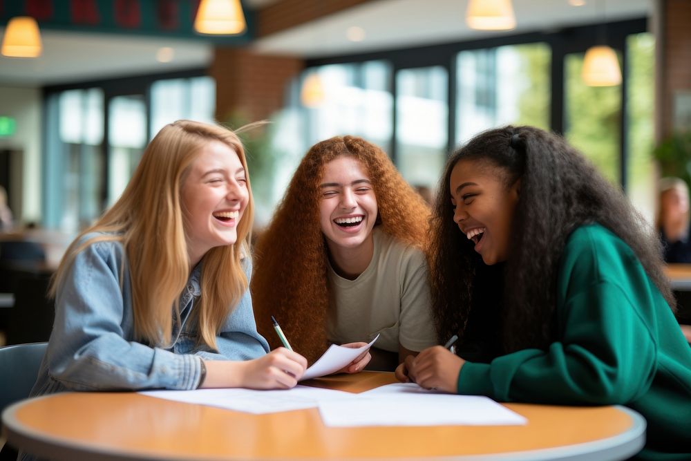 Laughing student adult happy. 