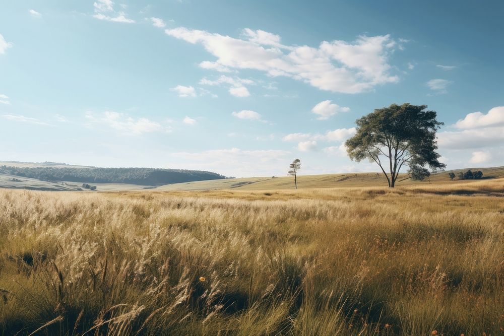 Meadow landscape outdoors nature. AI generated Image by rawpixel.