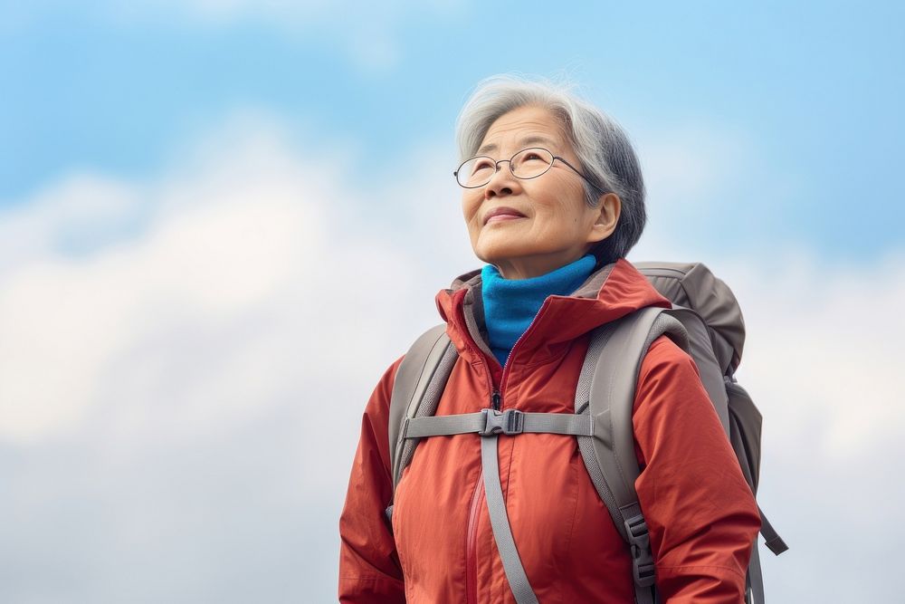 Senior woman hiking looking adult photo. AI generated Image by rawpixel.