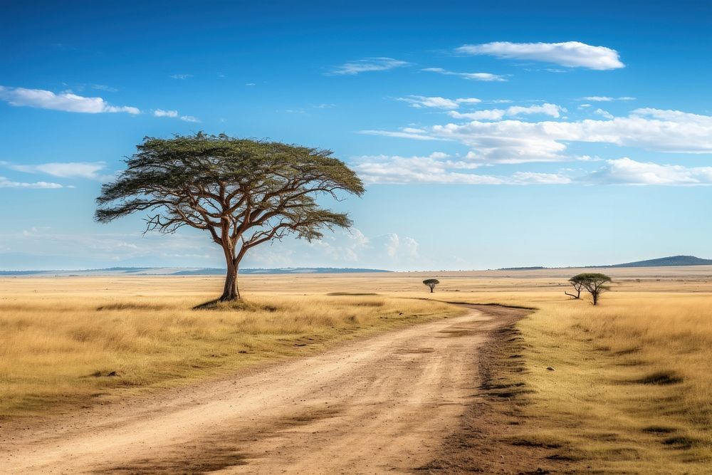 African serengeti nature landscape outdoors. AI generated Image by rawpixel.