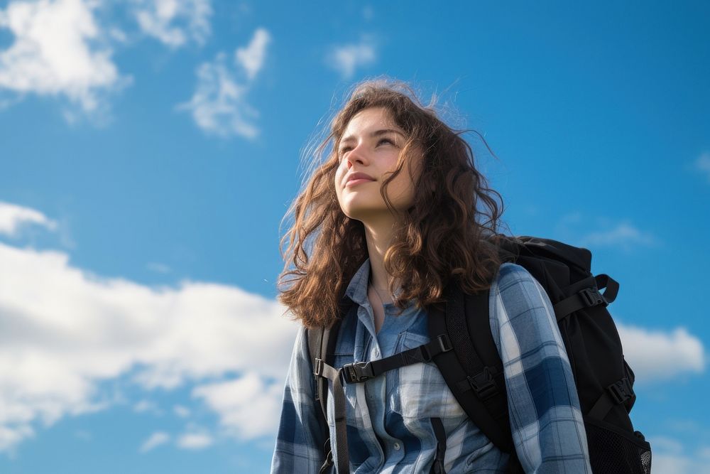 Teenager study abroad backpack looking photo. AI generated Image by rawpixel.
