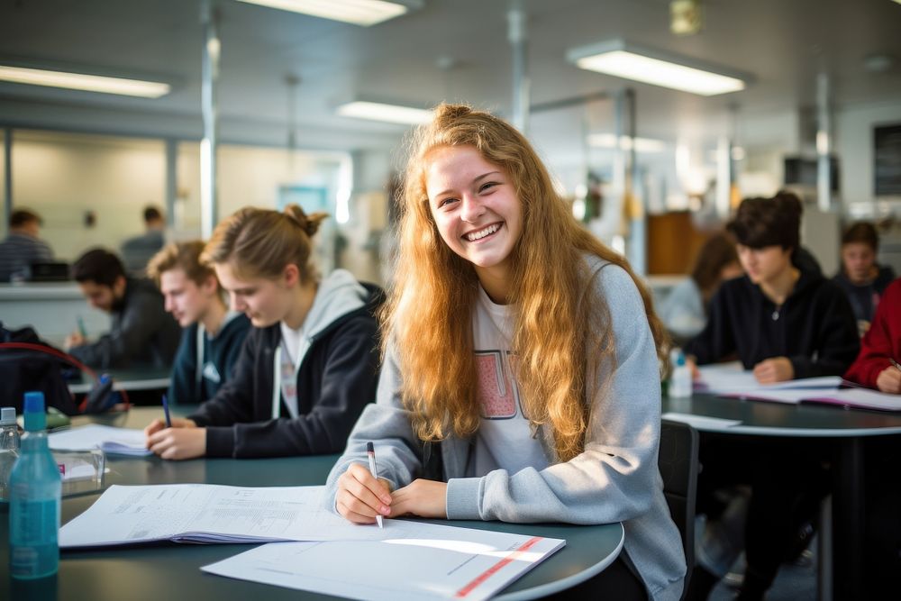 Science classroom student studying happy. AI generated Image by rawpixel.