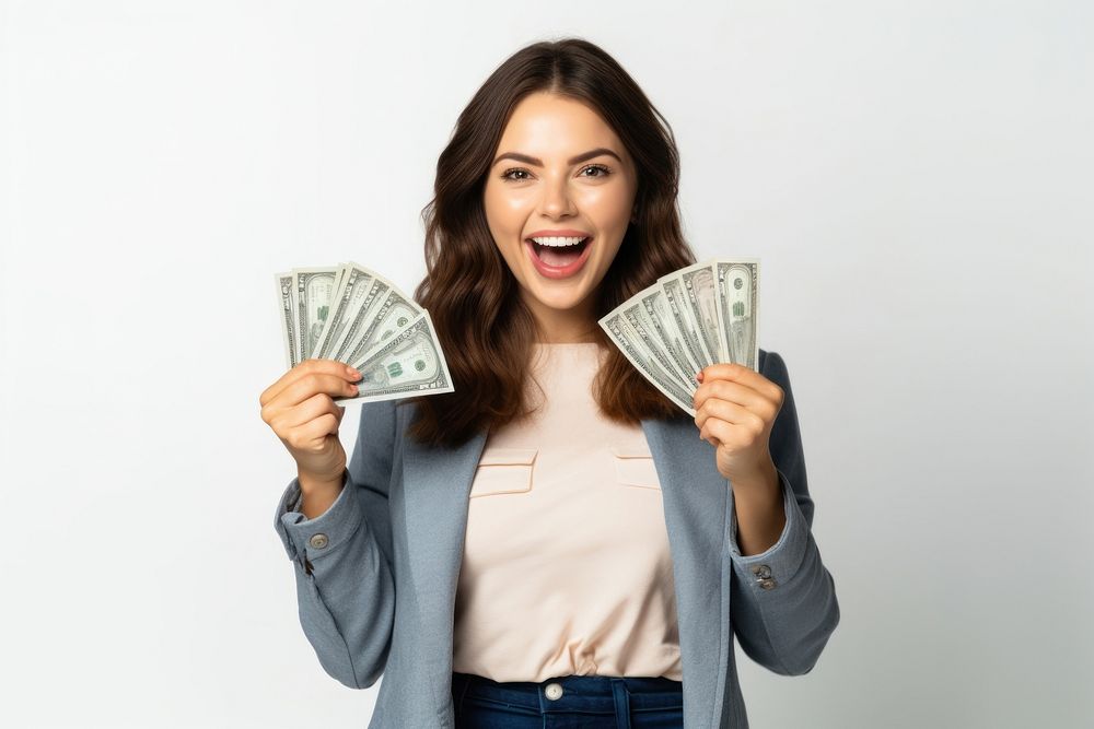 Young woman cheerful banknote portrait. AI generated Image by rawpixel.
