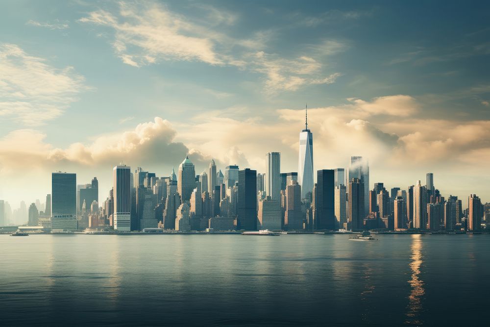 New York City landscape city architecture. AI generated Image by rawpixel.