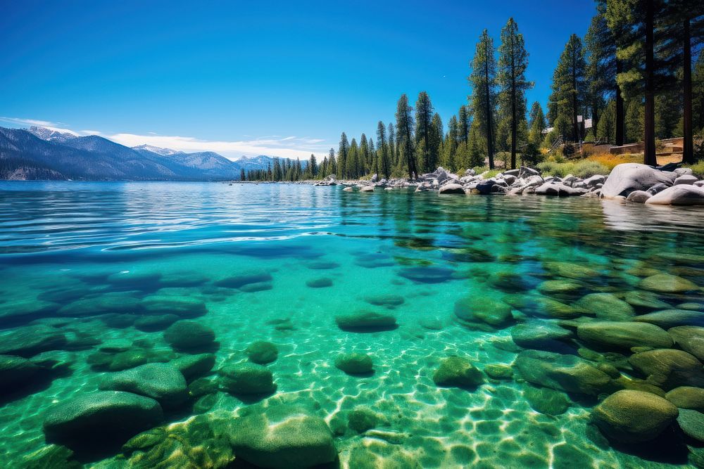 Lake Tahoe landscape outdoors nature. AI generated Image by rawpixel.
