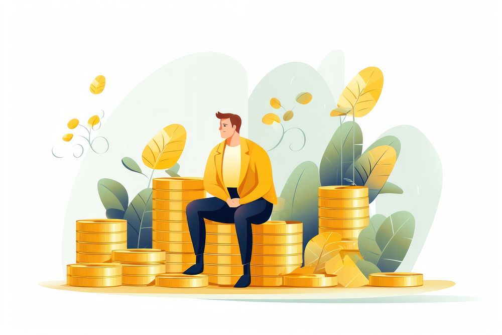 Investing money illustrated investment. AI generated Image by rawpixel.