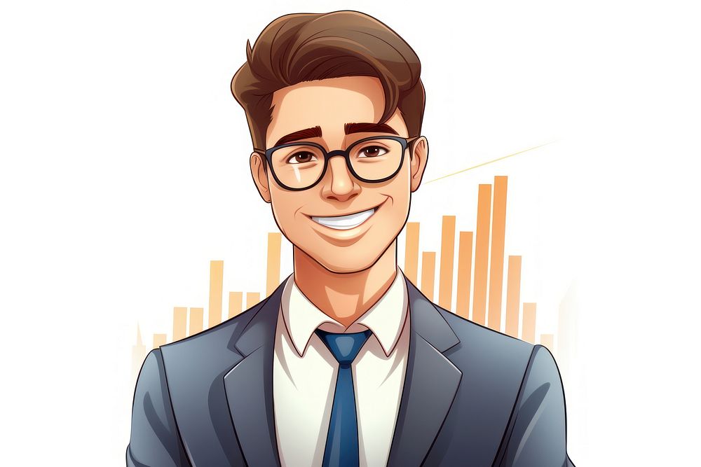 Investor smile portrait glasses. AI generated Image by rawpixel.