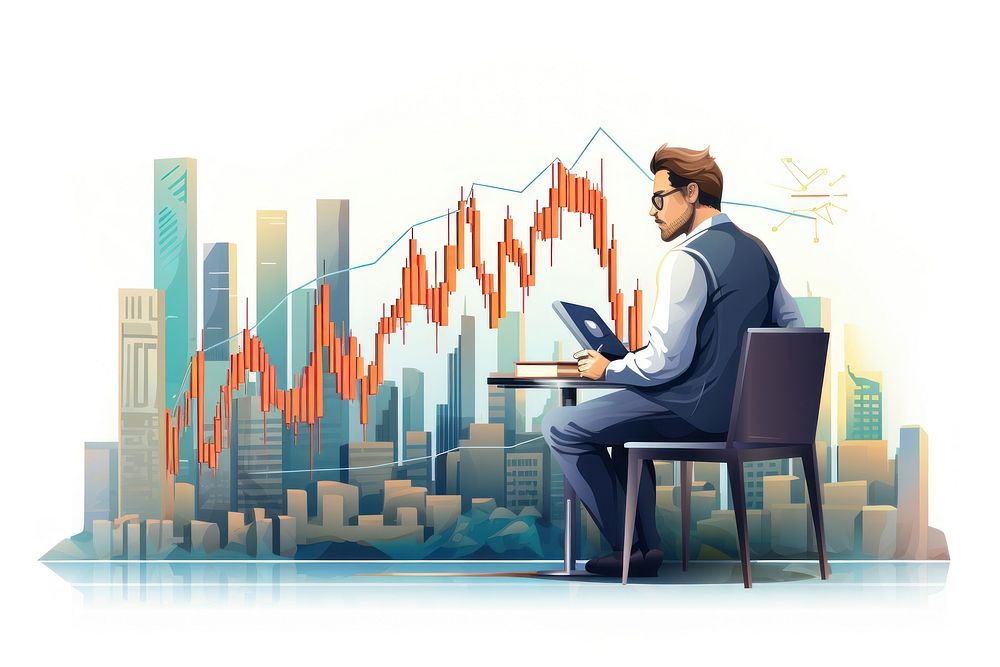 Stock market investment computer sitting. AI generated Image by rawpixel.