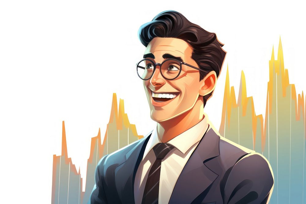 Investor glasses smile tie. AI generated Image by rawpixel.