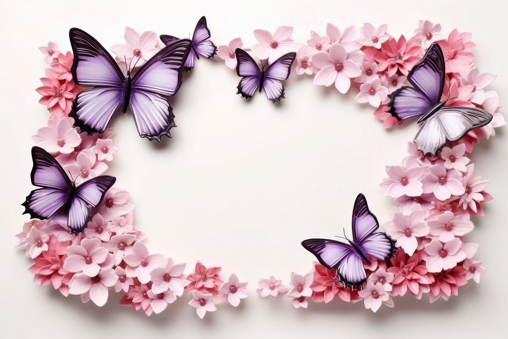 Butterfly flowers petal plant white background. AI generated Image by rawpixel.