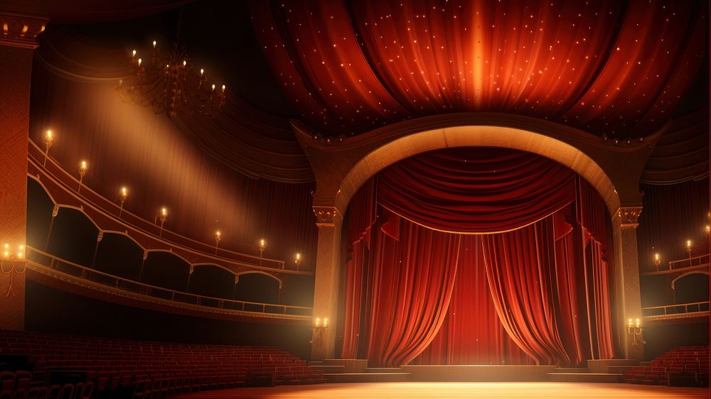 3d illustration of a theater stage in style of rendering. AI generated Image by rawpixel. 