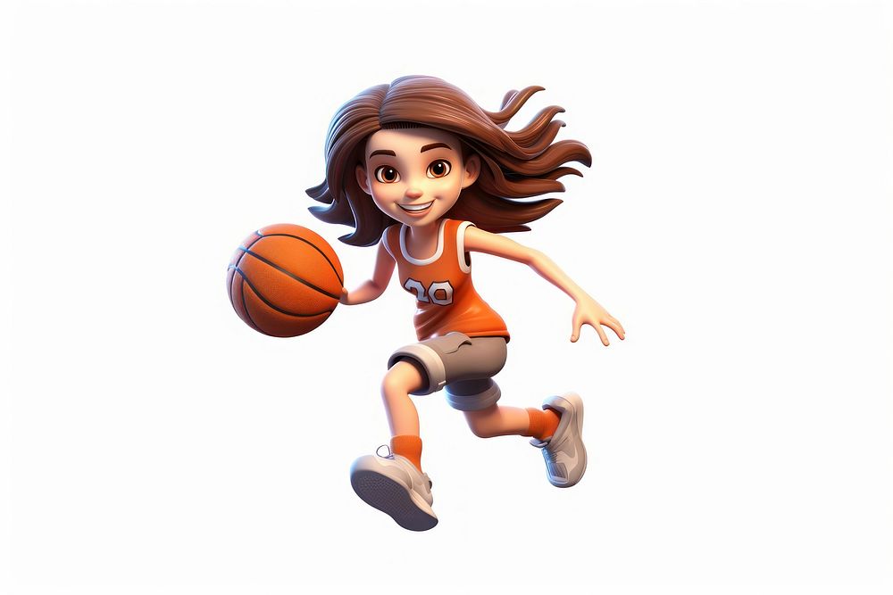 Basketball cartoon sports white background. AI generated Image by rawpixel.