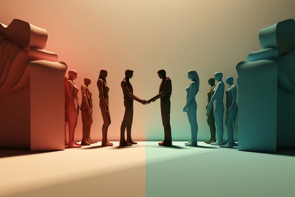 Greeting art representation togetherness. AI generated Image by rawpixel.