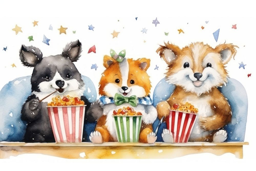 Animal party popcorn mammal pet. AI generated Image by rawpixel.
