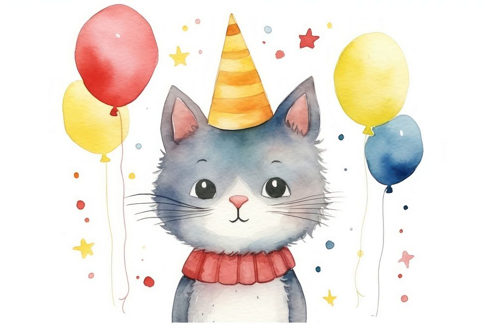 Cat birthday balloon animal. AI generated Image by rawpixel.
