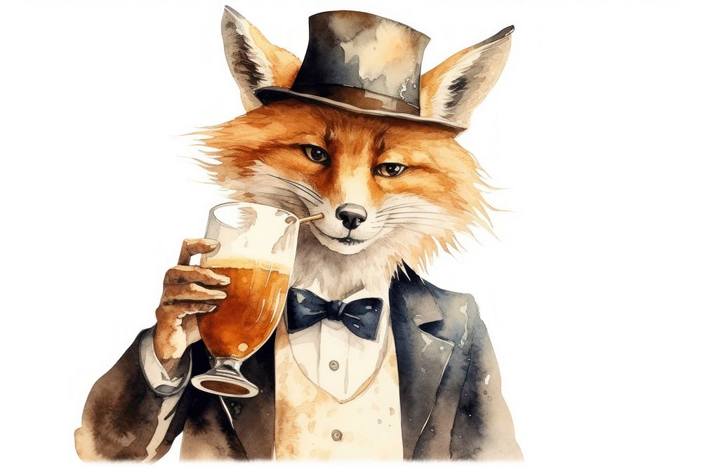 Fox drinking portrait mammal. AI generated Image by rawpixel.