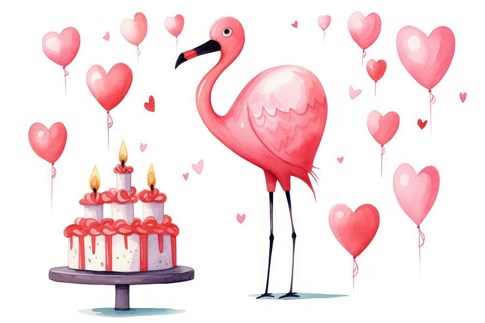 Flamingo cake birthday dessert. AI generated Image by rawpixel.