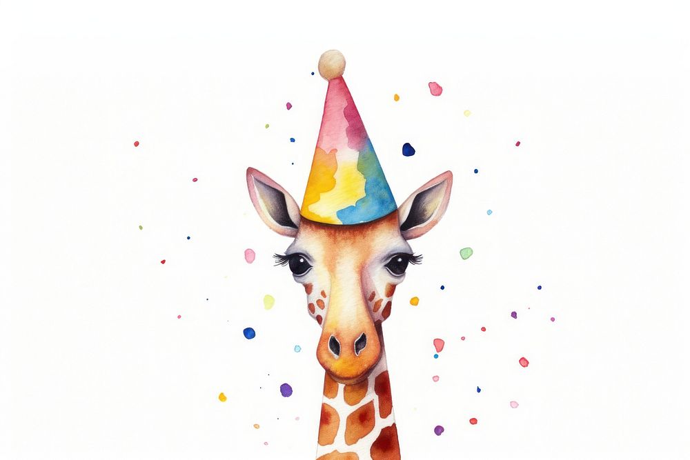 Giraffe party hat white background. AI generated Image by rawpixel.