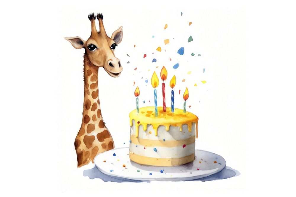 Giraffe cake birthday dessert. AI generated Image by rawpixel.