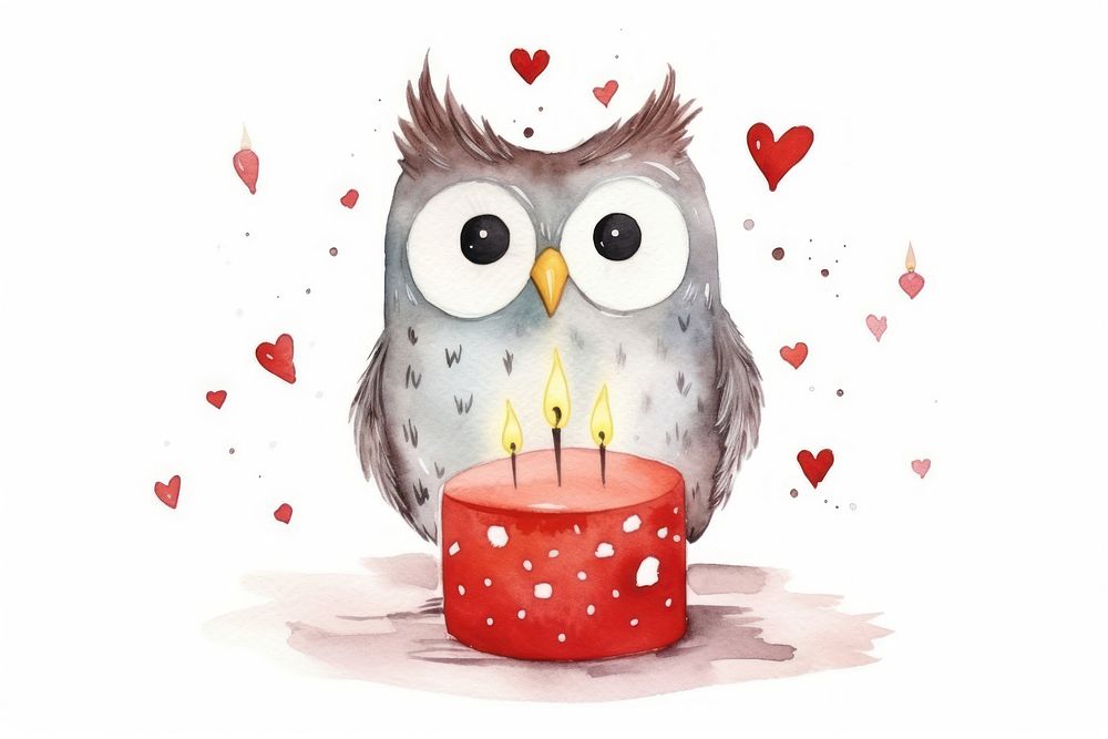 Owl cake birthday dessert. AI generated Image by rawpixel.