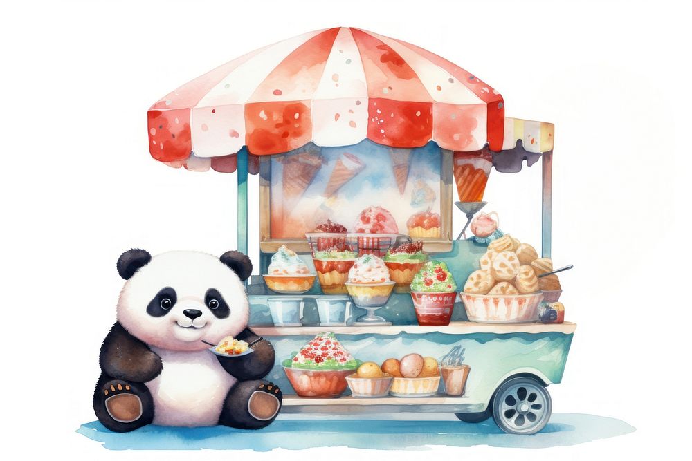 Panda selling icecream dessert food representation. AI generated Image by rawpixel.