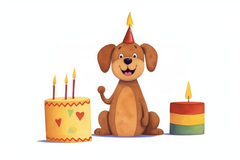 Puppy characters dessert candle party. AI generated Image by rawpixel.