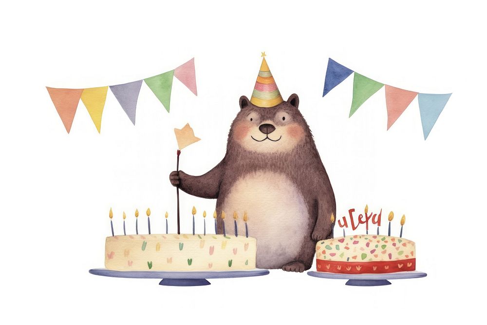 Rat characters wearing party hat dessert cake representation. AI generated Image by rawpixel.
