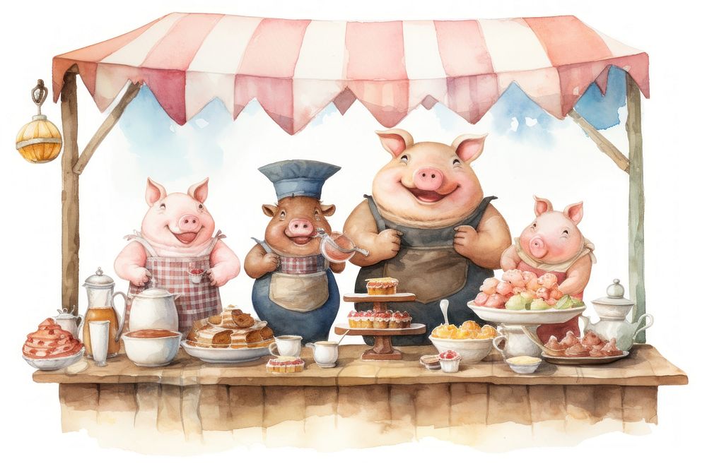 Pig selling dessert mammal food representation. AI generated Image by rawpixel.