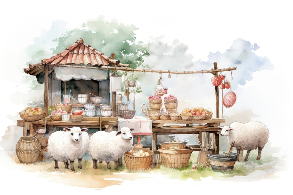 Sheep selling korean food livestock outdoors mammal. AI generated Image by rawpixel.