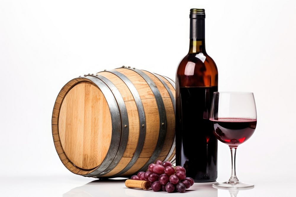 Wine glass bottle barrel. AI generated Image by rawpixel.
