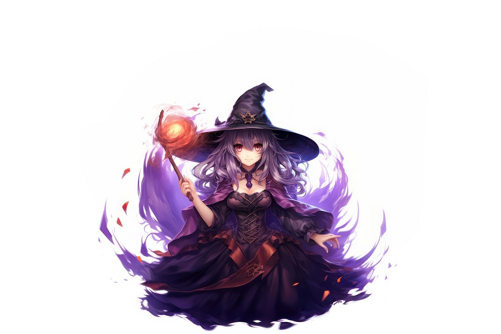 Witch anime purple adult. AI generated Image by rawpixel.