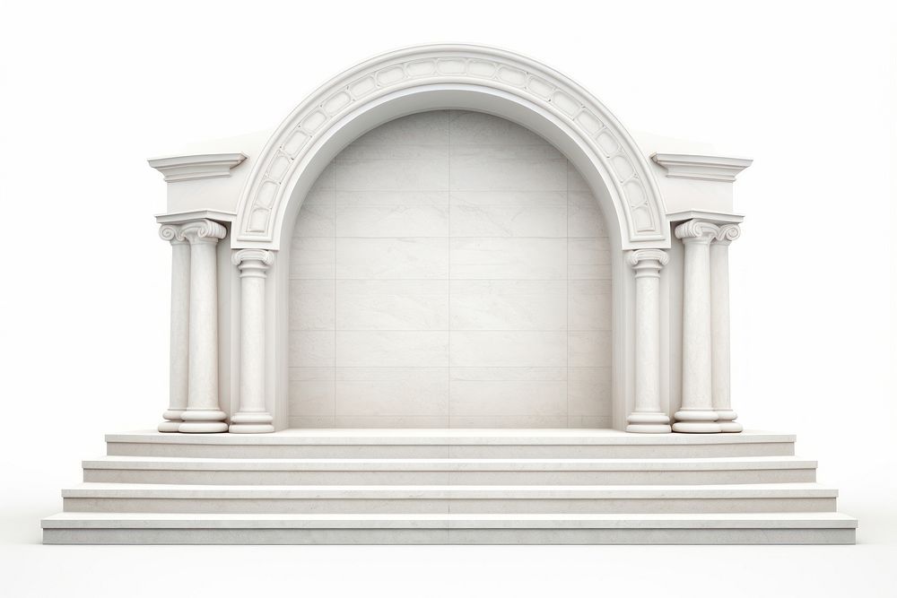 Arch 3d podium architecture building white background. AI generated Image by rawpixel.