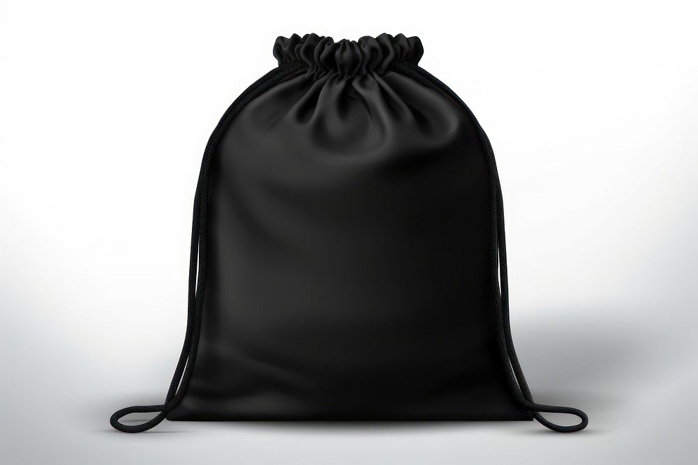 Drawstrings bag black white background monochrome. AI generated Image by rawpixel.