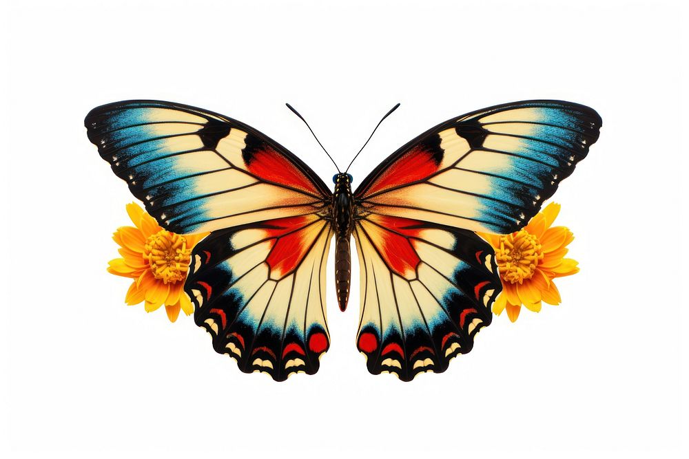 Butterfly insect animal flower. AI generated Image by rawpixel.