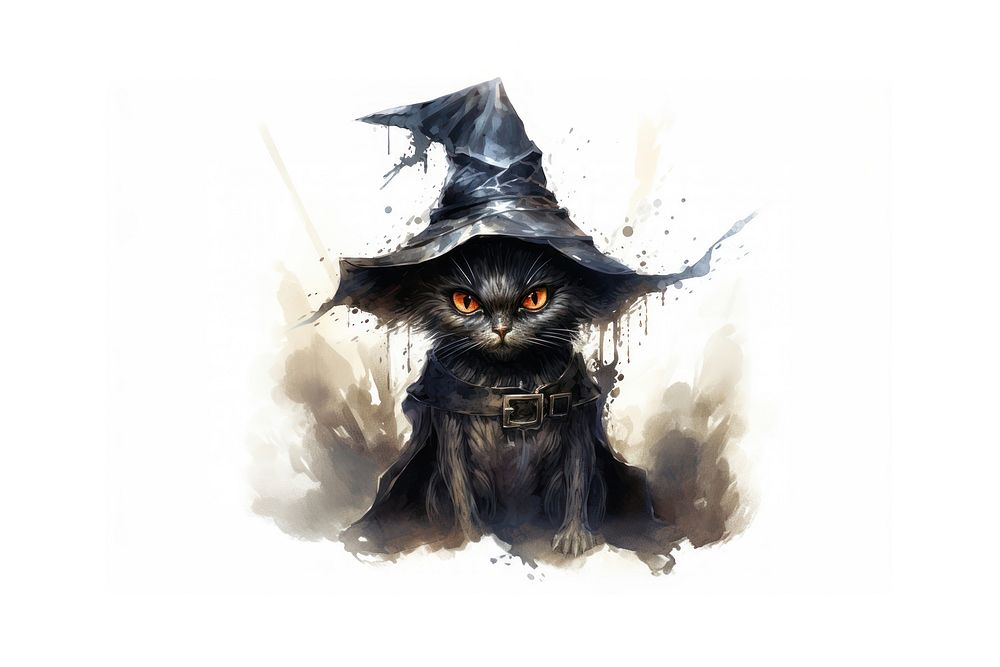 Witch animal cat white background. AI generated Image by rawpixel.