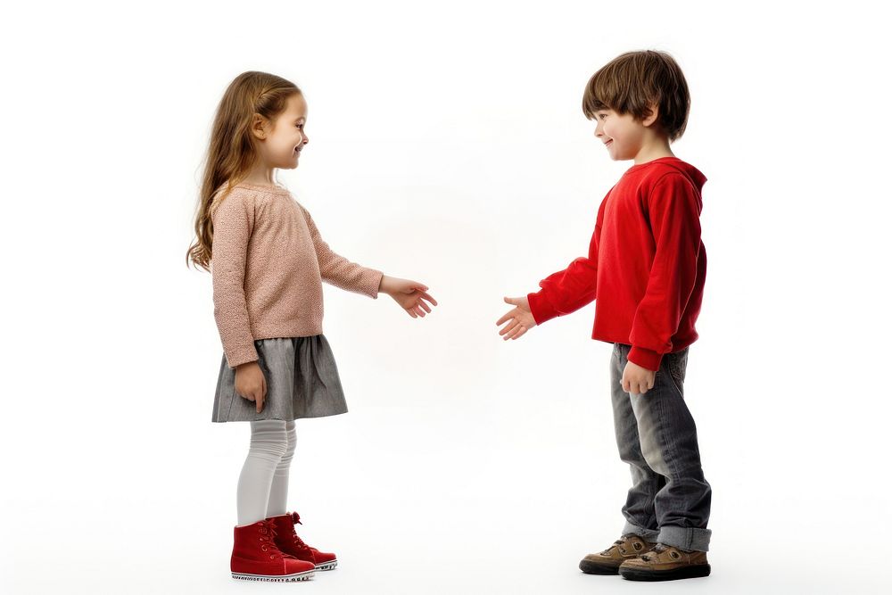 Greeting child white background togetherness. AI generated Image by rawpixel.