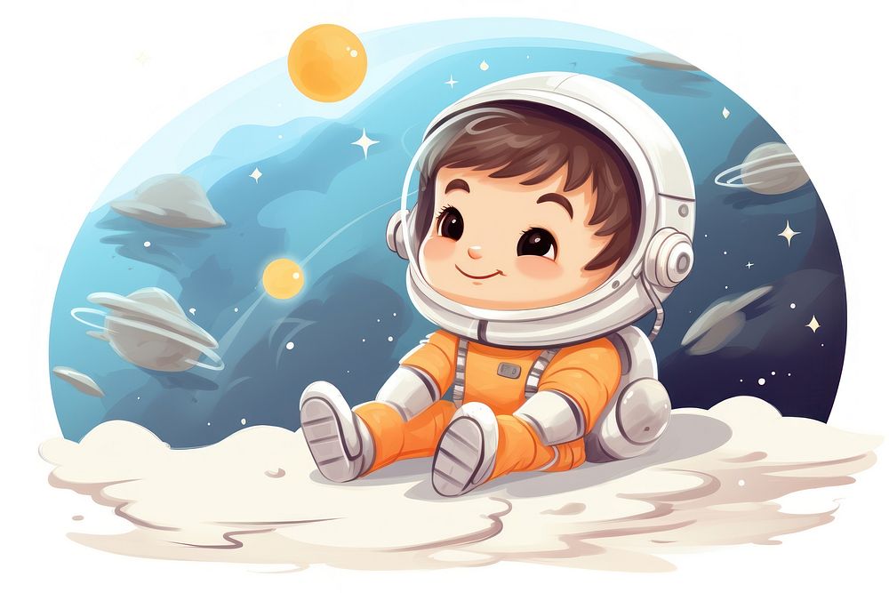Cartoon astronaut cute publication. AI generated Image by rawpixel.