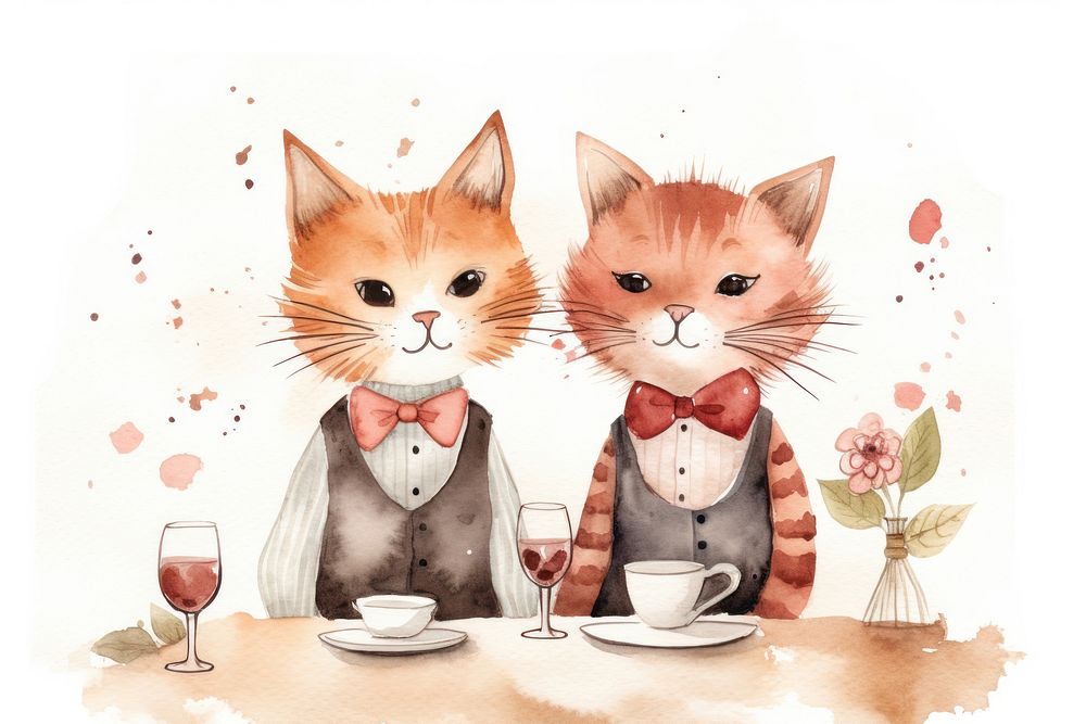 Cat couple mammal animal cute. AI generated Image by rawpixel.