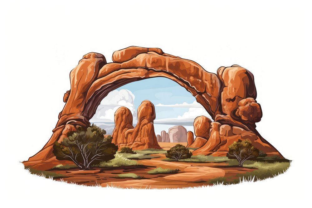 Arch outdoors drawing nature. AI generated Image by rawpixel.